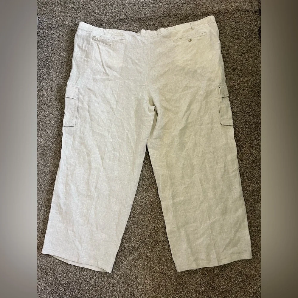 Tommy Bahama Relax 100%‎ Linen Pants Black Drawstring Button Waist Men's 4XL